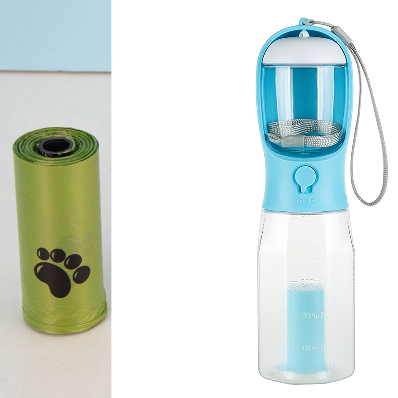 Portable Cat/Dog Water Bottle Food Feeder, Drinker - Poop Dispenser, 3 In 1 Leak-proof Multifunctional Dog Water Bottle