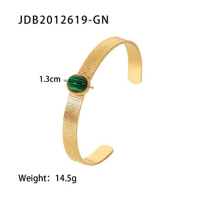 Gold-plated Stainless Steel Bracelet with Zirconia