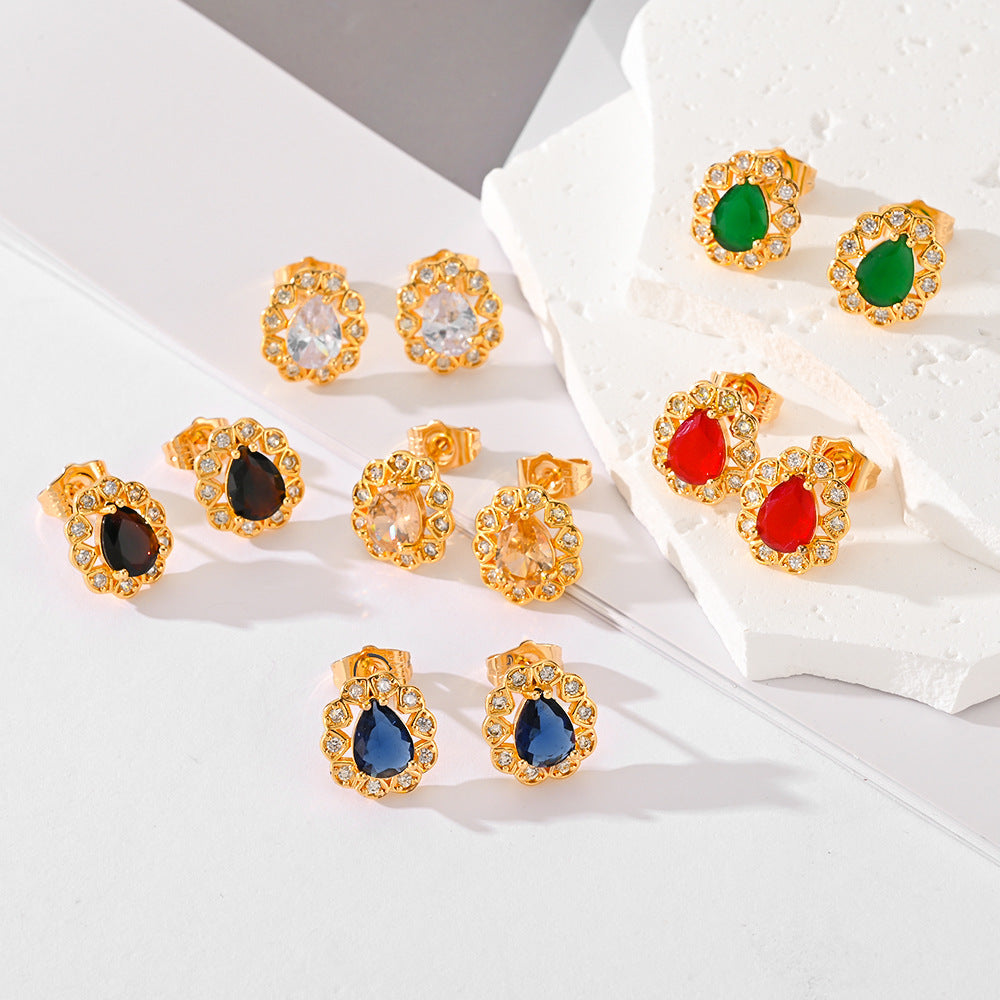 Fashion Multi-color Zircon Stud Earrings