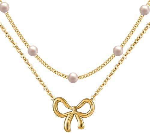 Simple Pearl Double Layer Choker Fashion Gold Color Necklace