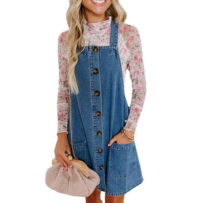 Loose Denim Brace Dress