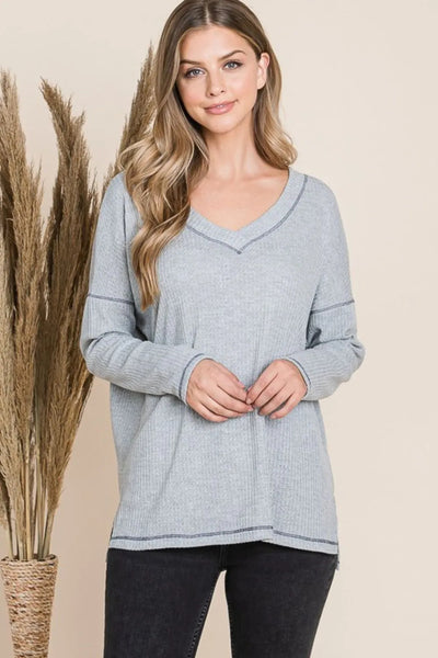 Reborn J Long Sleeve V-neck Top