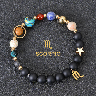 Eight Planets Twelve Constellations Frosted Stone Beaded Bracelet