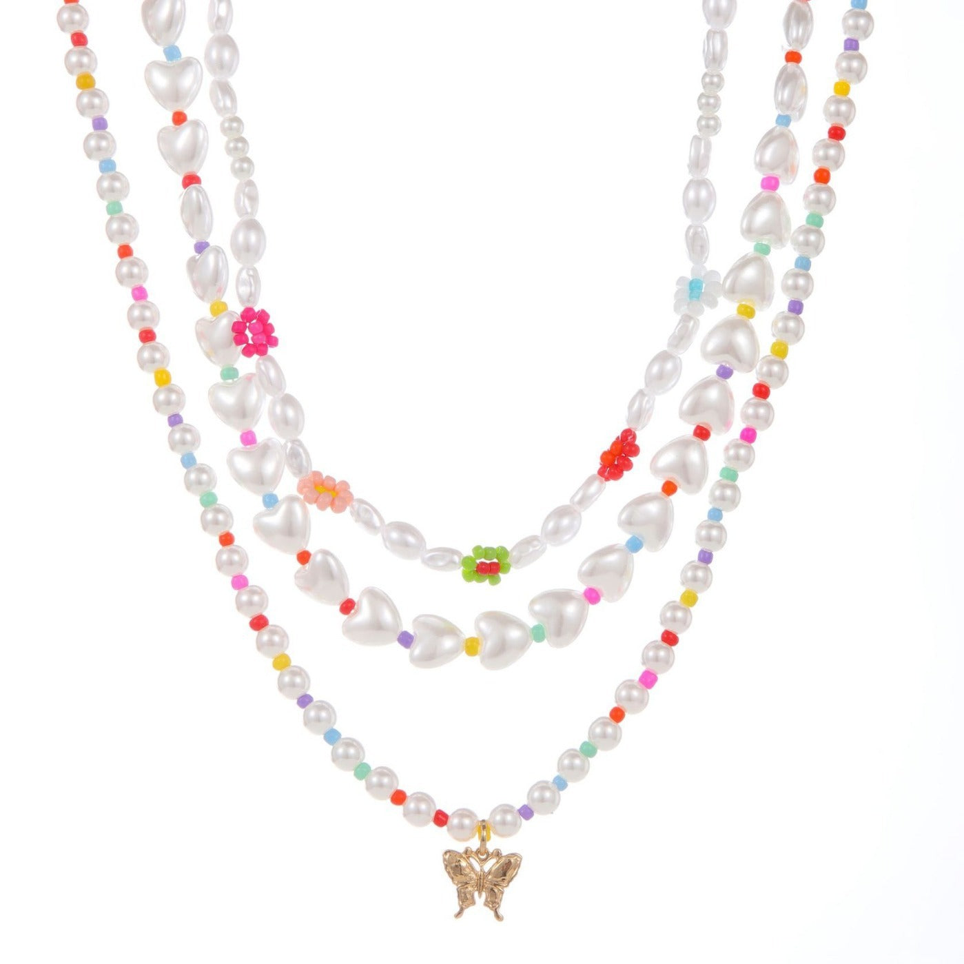 Gold-plated Inlaid Pearl Multi-row Necklace