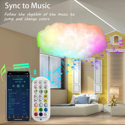 USB Cloud Light, App Control Music Synchronization, Ambient Light Lightning Simulation Clouds Room Light