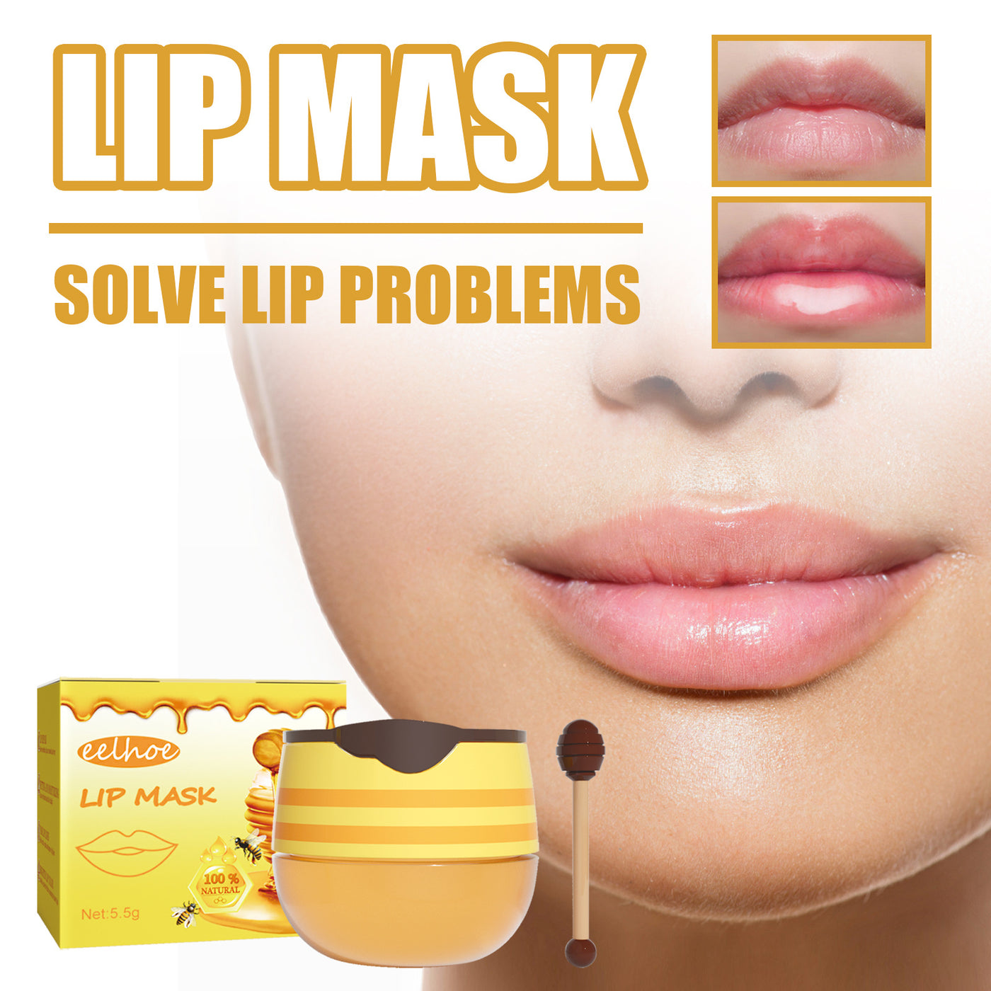 EELHOE Honey Lip Mask Moisturizing Exfoliating Lip Care