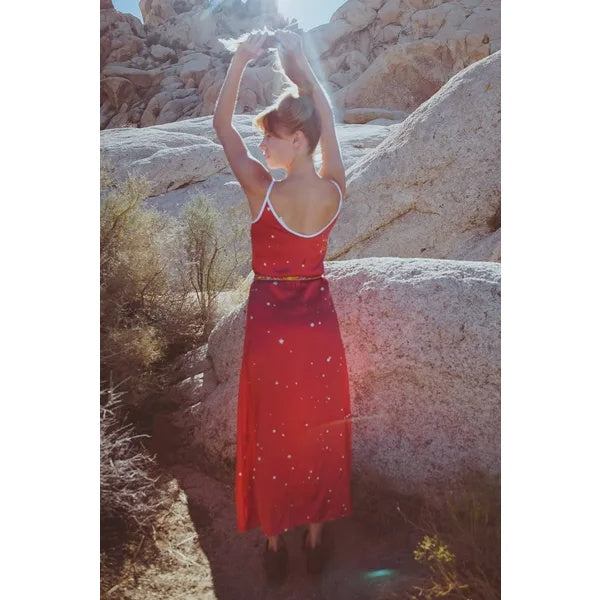 Silk Slip Dress in Cosmic Crimson