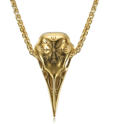 Men's Fashionable Vintage Viking Symbol Skull Eagle Beak Pendant Necklace