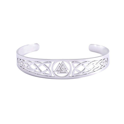 Asgard Handcrafted Stainless Steel Valknut Symbol and Celtic Design Bracelet