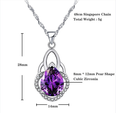 White Gold Plated 14k Pear Shape Pendant Necklace