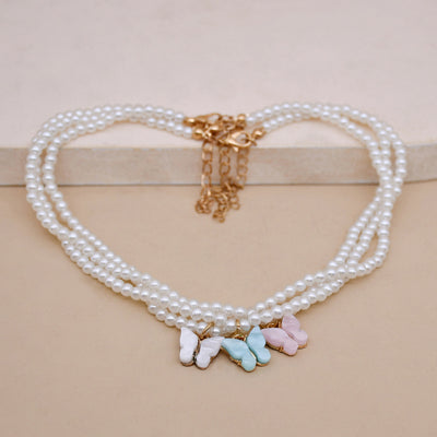 European and American Opal Bow Knot Pearl Necklace