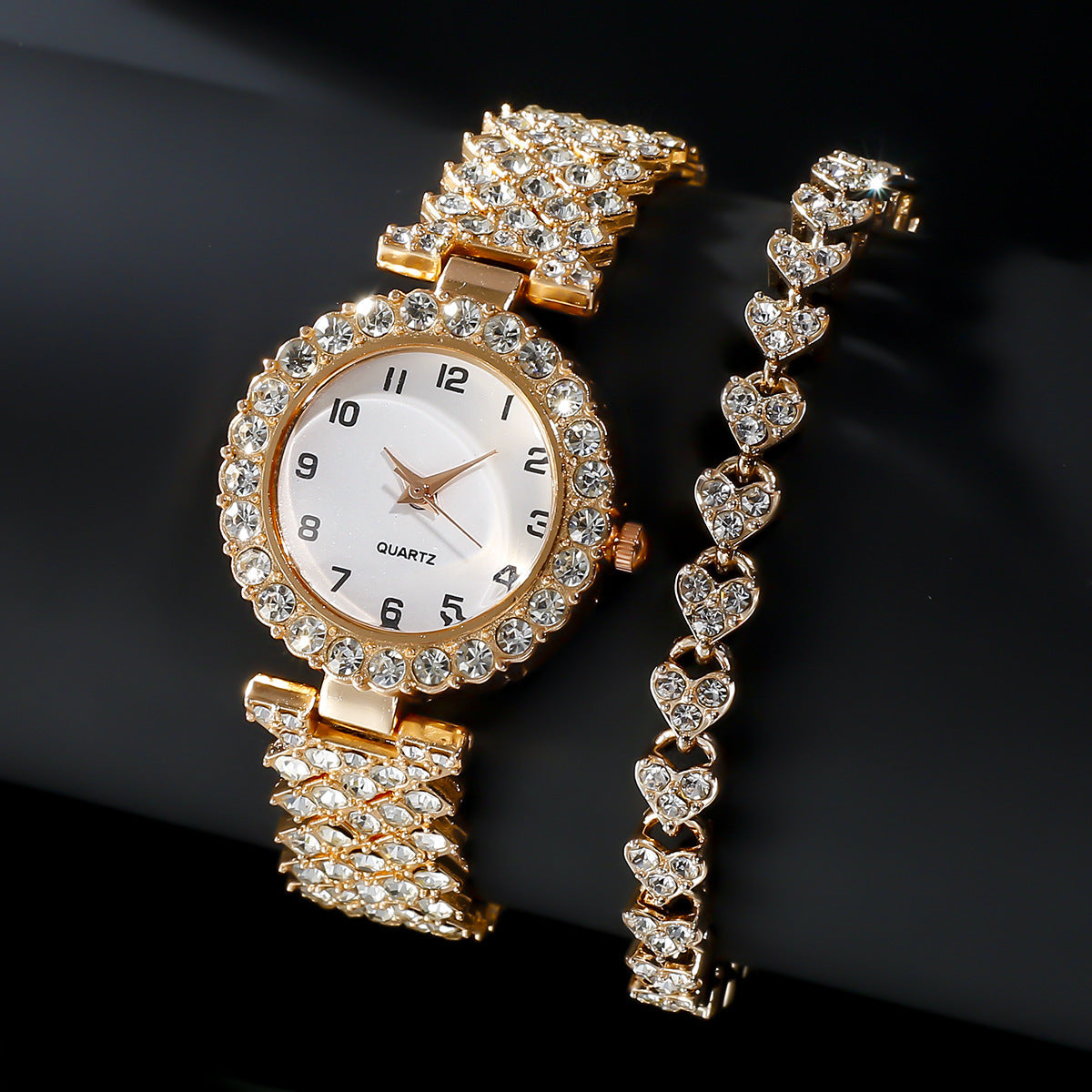 Luxury Fashion Women's Watch Set, Silver Strap, Ladies Quartz Wristwatch & Alloy Bracelet