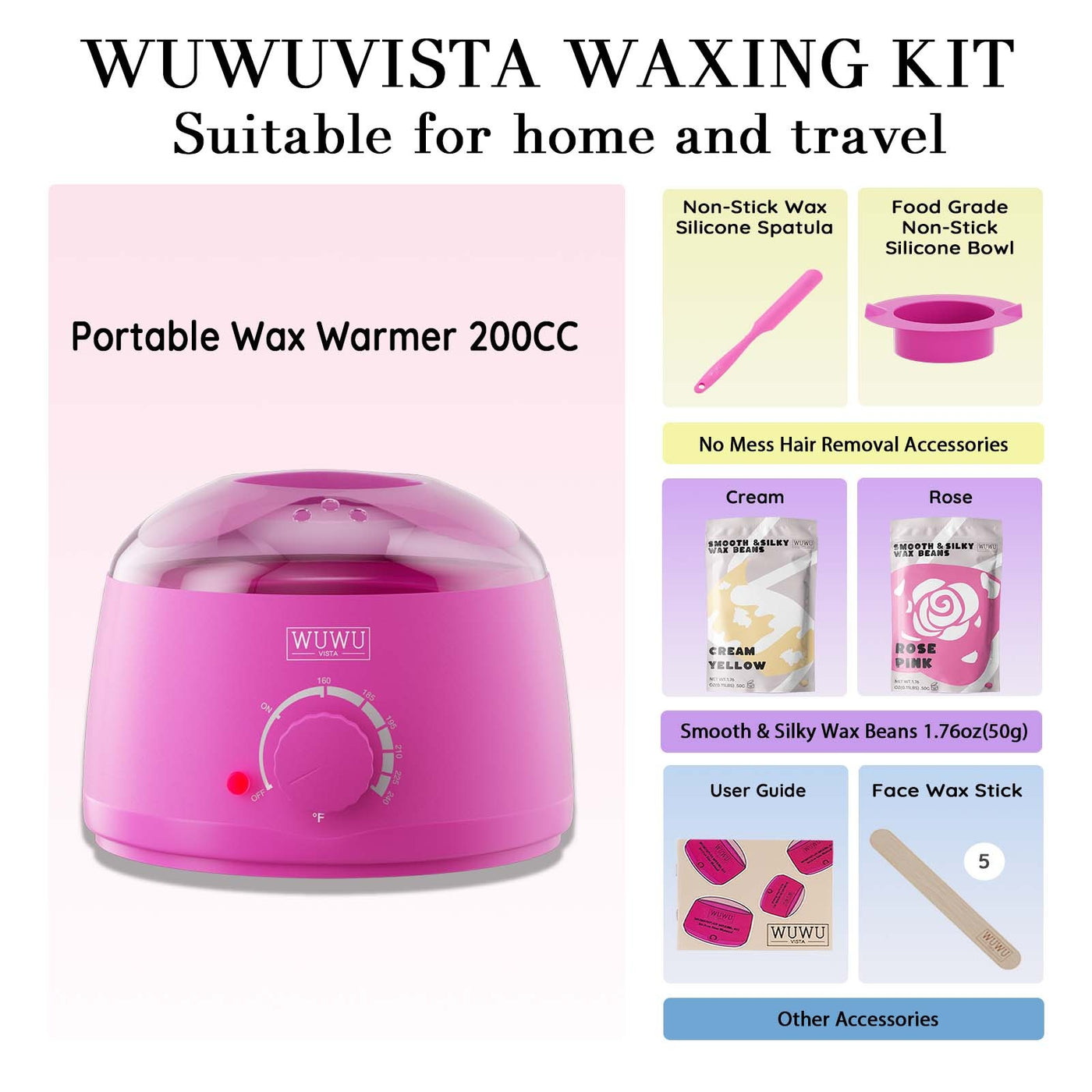 Hair Removal Wax Kit with Wax Melt Warmer Waxing Beads