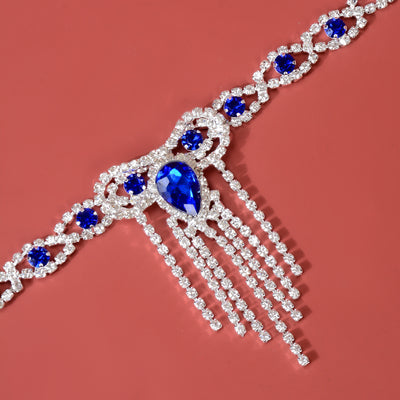 Fashion Style Tassel Blue Rhinestone Anklet