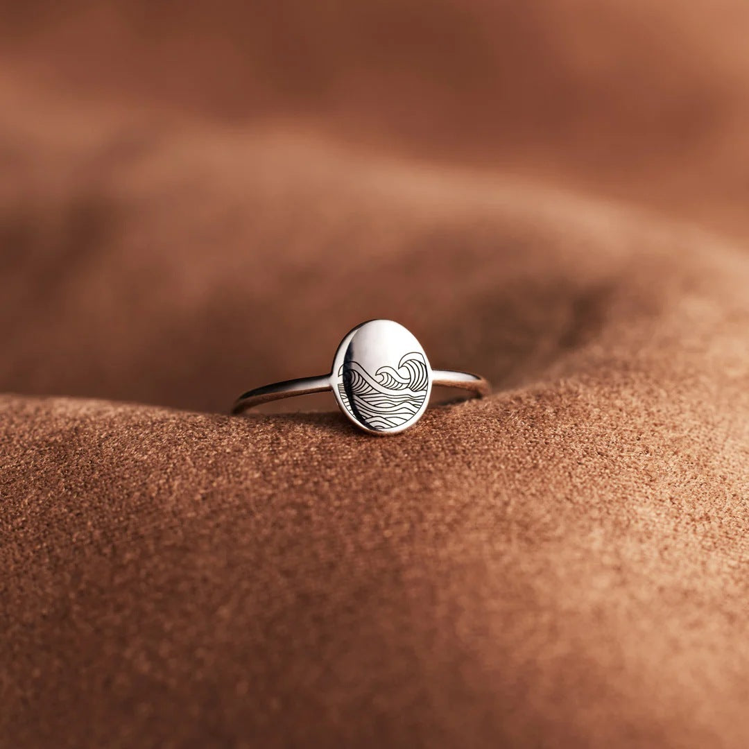 S925 Pure Silver Sea Wave Storm Ring