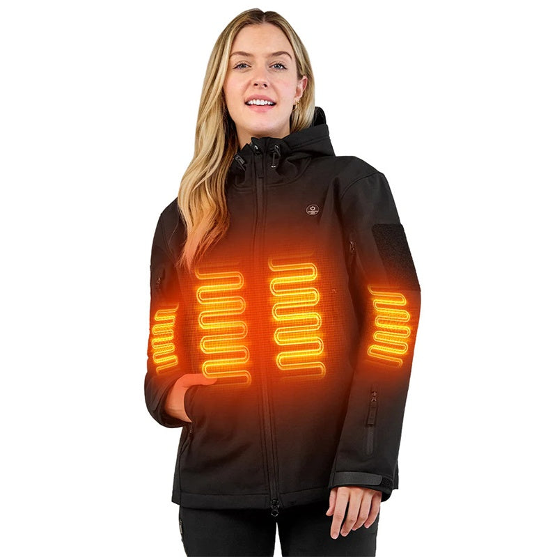 Heated Jacket For Women, ANTARCTICA GEAR Winter Coat with 12V 16000mAh Battery Pack, Soft Shell Heating Hooded Jacket