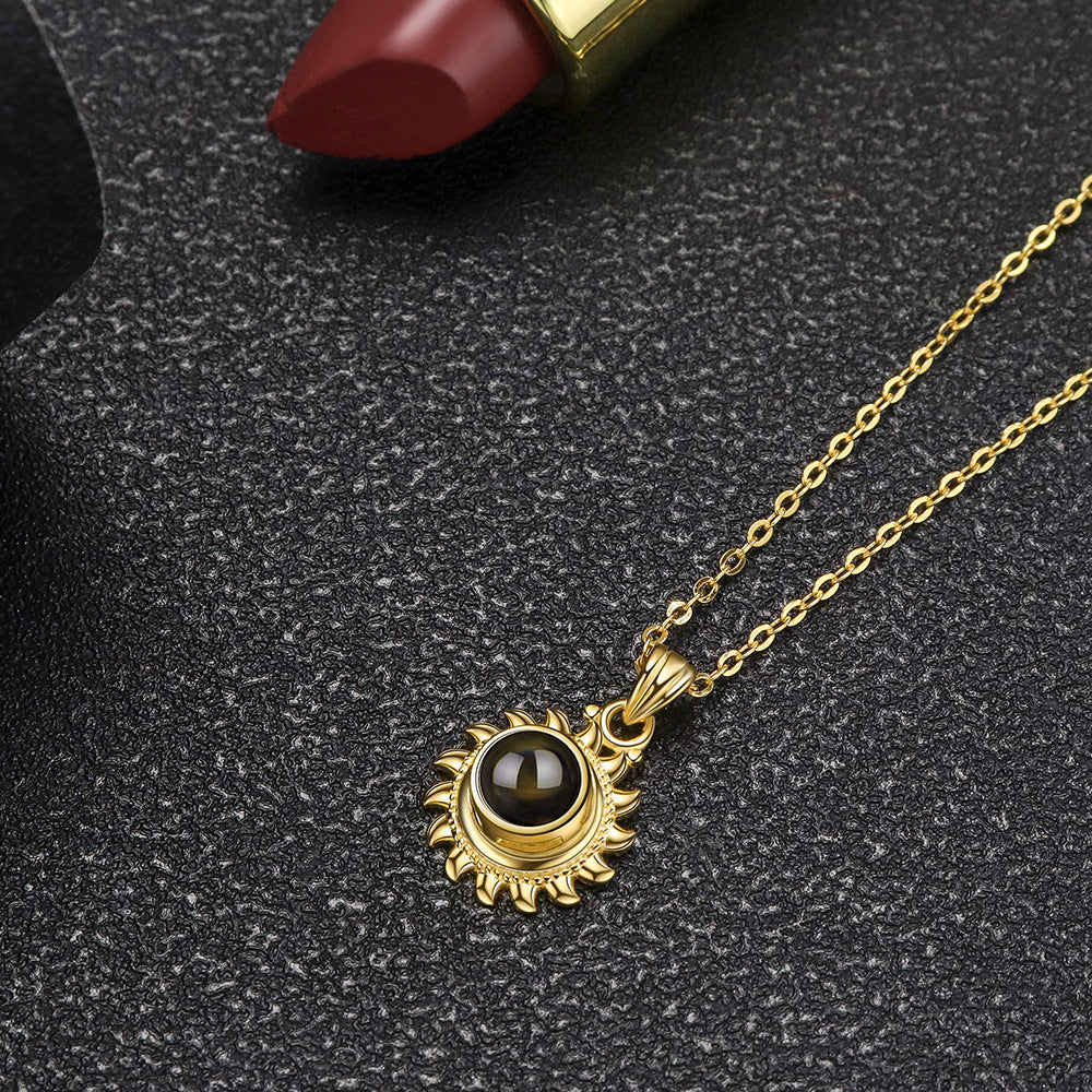 Cross Chain Sunflower Projection Necklace