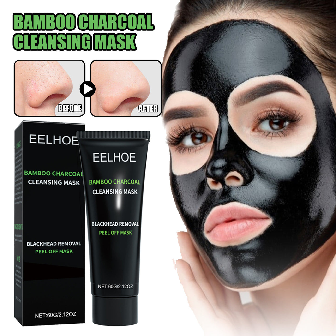 EELHOE Bamboo Charcoal Blackhead Removal Peel-Off Mask for Deep Pore Cleansing