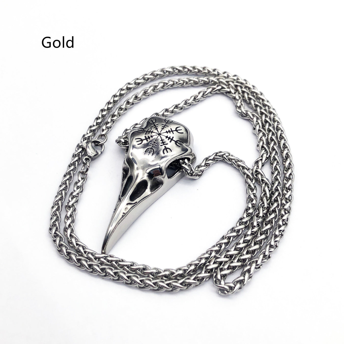 Men's Fashionable Vintage Viking Symbol Skull Eagle Beak Pendant Necklace