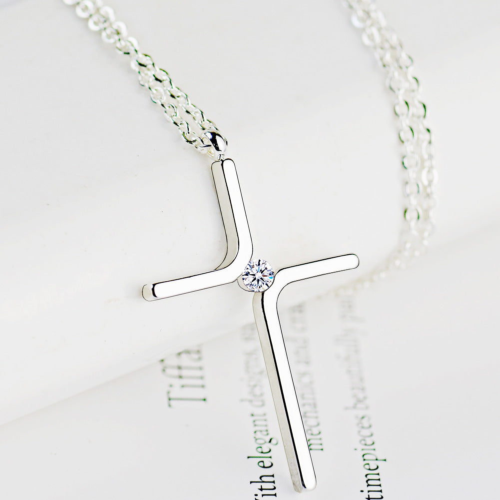 Cross Pendant Simple Necklace Titanium Steel Plating