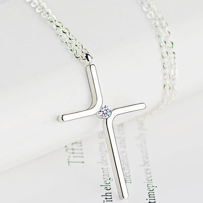 Cross Pendant Simple Necklace Titanium Steel Plating