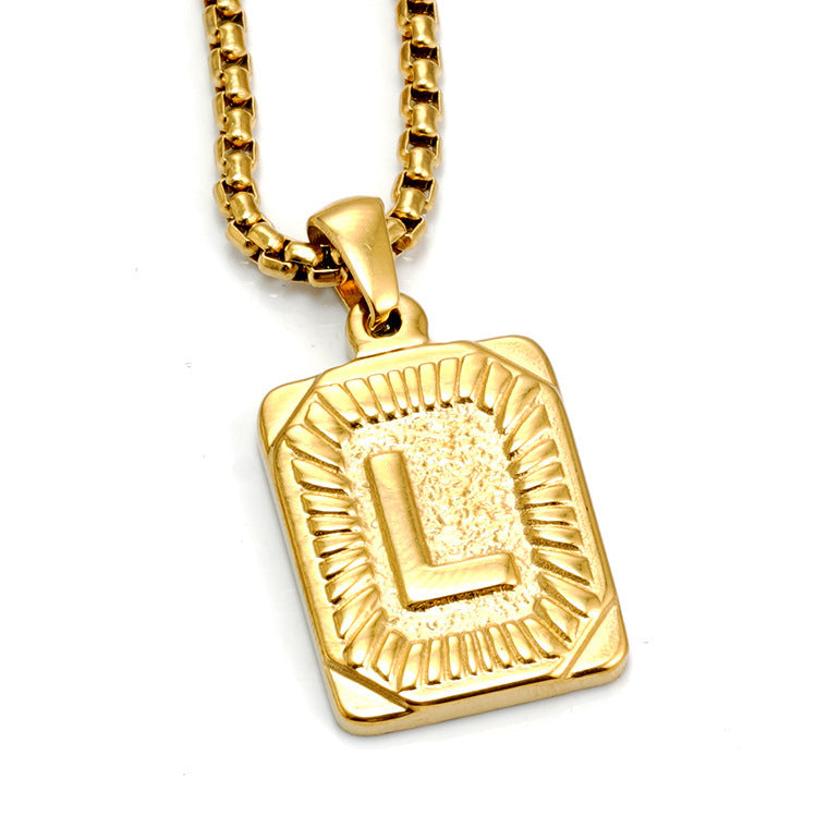 Men's Pendant Gold-plated 18K Titanium Steel Letter Necklace