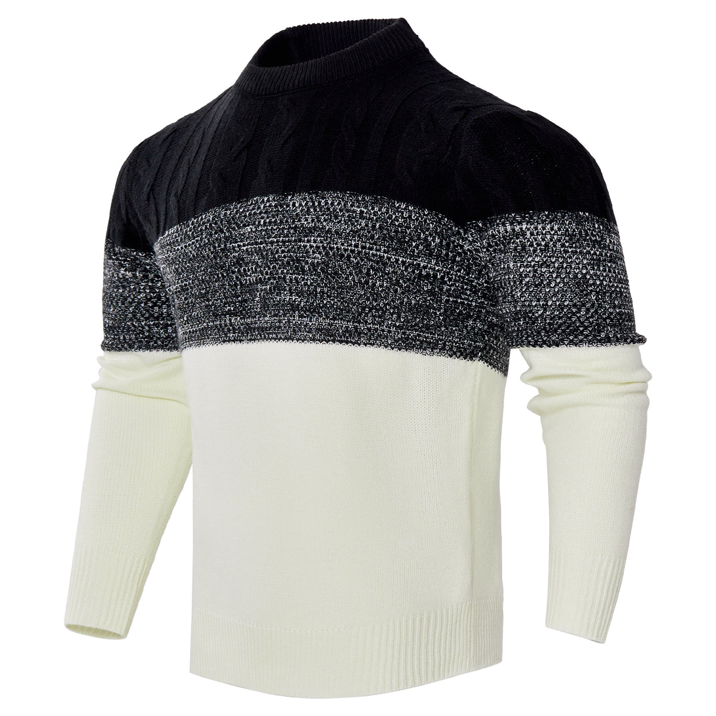 Men's Casual Color Sleeve Cable Knit Pullover