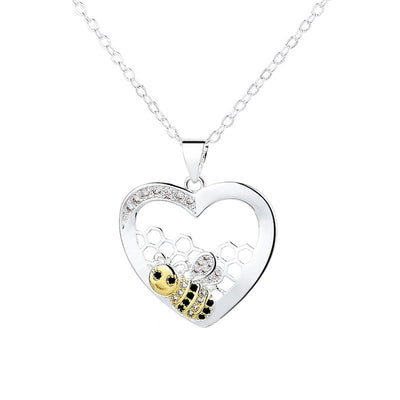 Bee Hive Pendant Hearts Color Separation Necklace