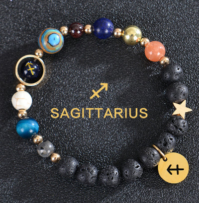 Eight Planets Twelve Constellations Frosted Stone Beaded Bracelet