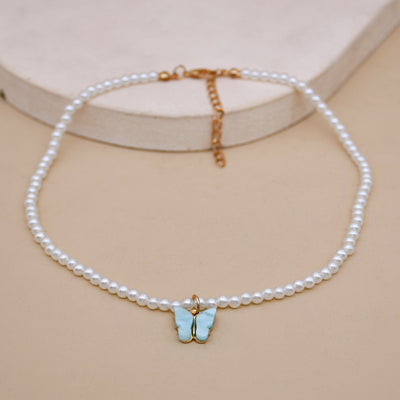 European and American Opal Bow Knot Pearl Necklace