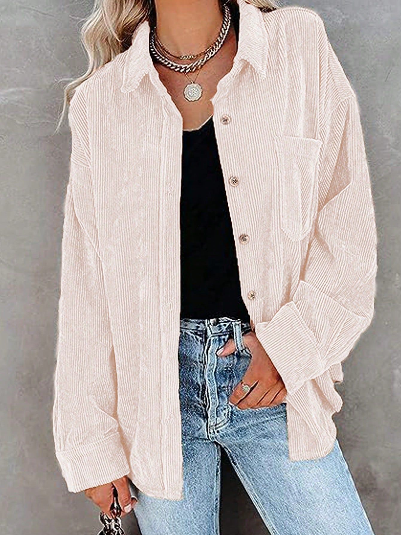 Loose Casual Corduroy Shirt Jacket