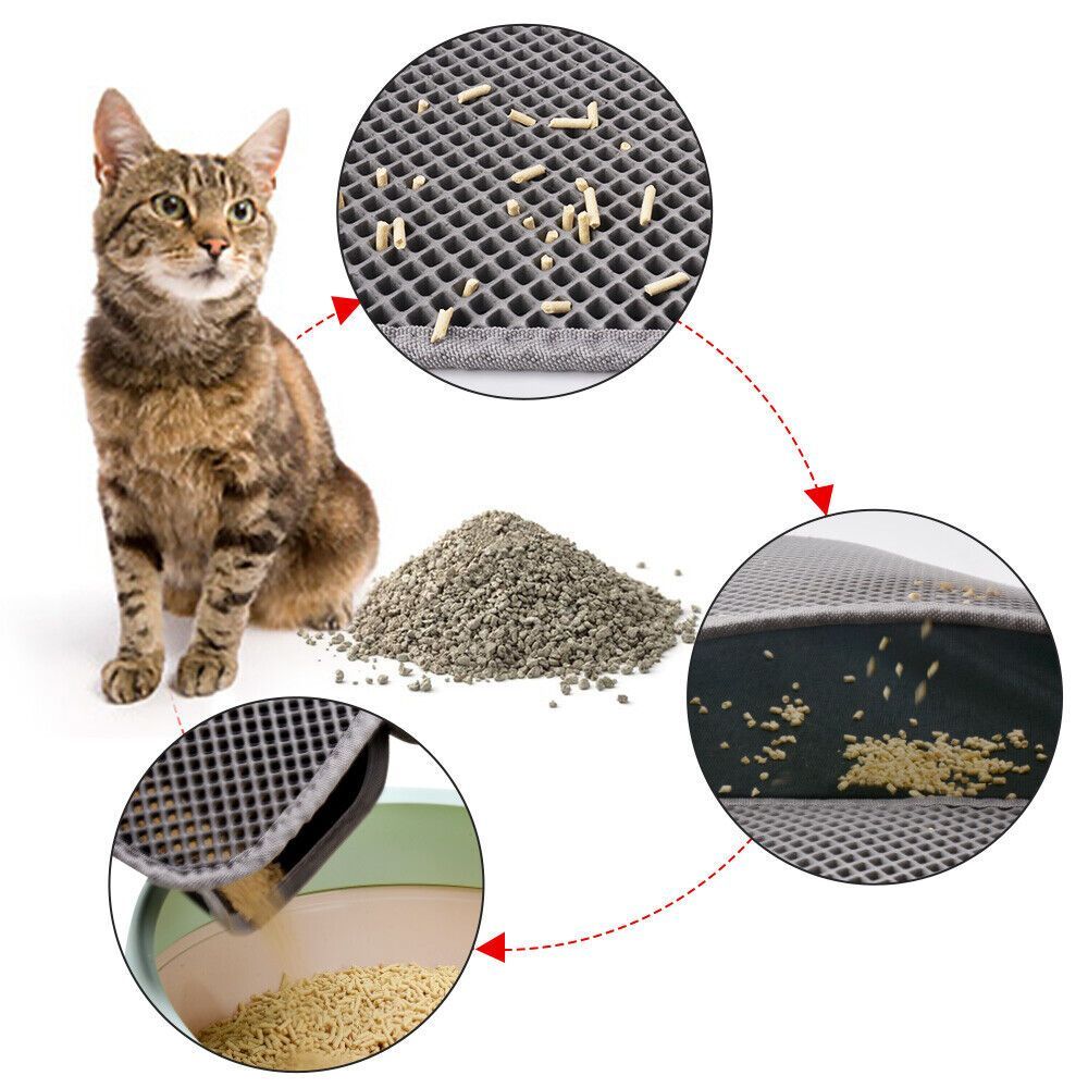 Kitty Cat Litter Mat, Trapping Honeycomb Double Layer Design, Waterproof Double Layer EVA Cat Litter Pad