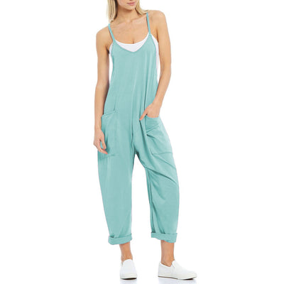 Women's Pocket Spaghetti Straps Knitted Jumpsuit