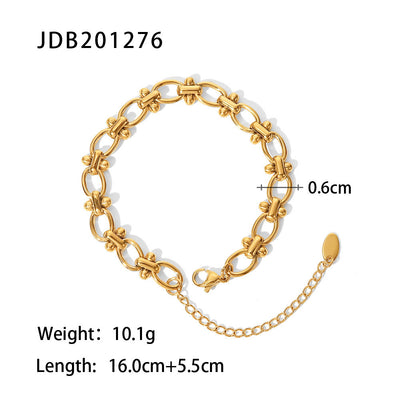 Gold-plated Stainless Steel Bracelet with Zirconia