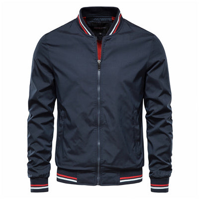 Men's Striped Zip-up Fashion Casual Jacket with Pockets