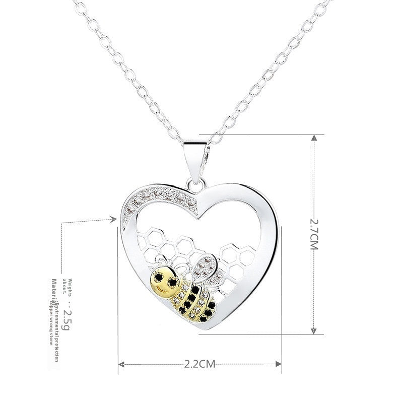 Bee Hive Pendant Hearts Color Separation Necklace