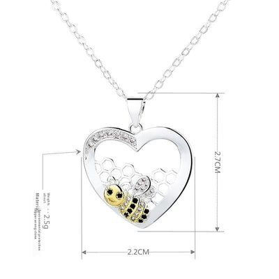 Bee Hive Pendant Hearts Color Separation Necklace