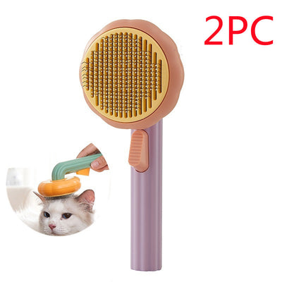 New Pet Cat Brush, Hand-held Steel Wire, Self-cleaning Comb Looper for Hair Removal