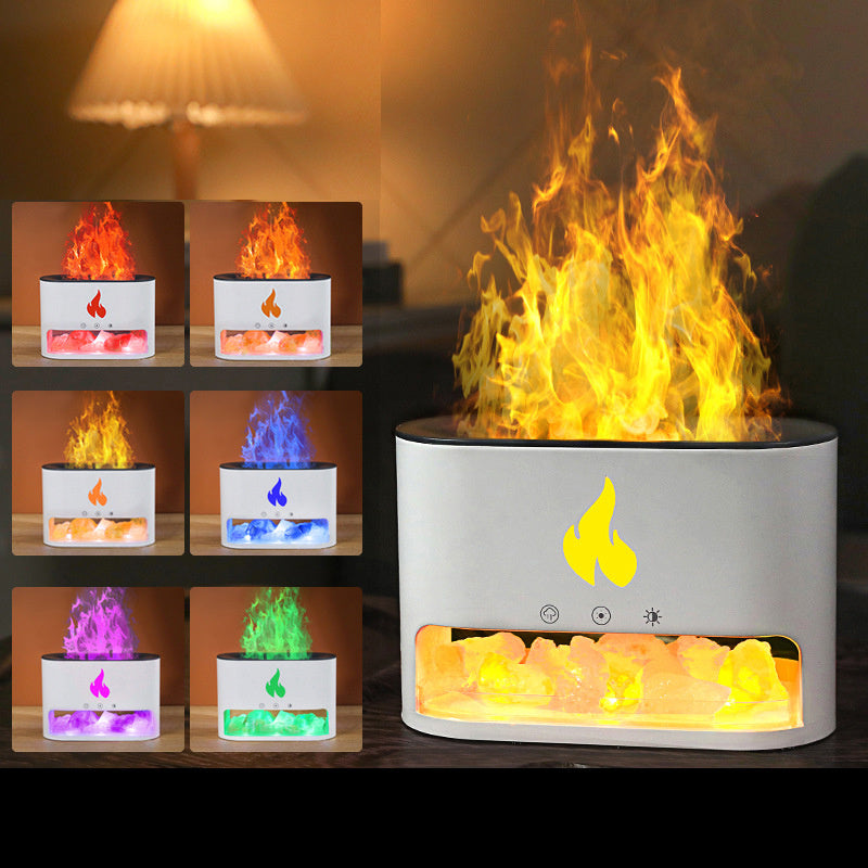 Flame Humidifier Aromatherapy Machine Crystal Salt Stone