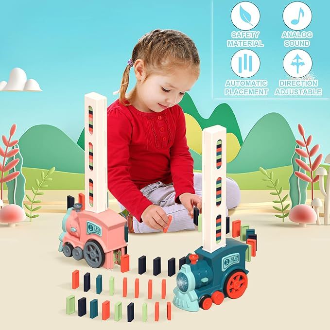 Dominoes Automatic Domino Train Toy Set - 180 Pcs,