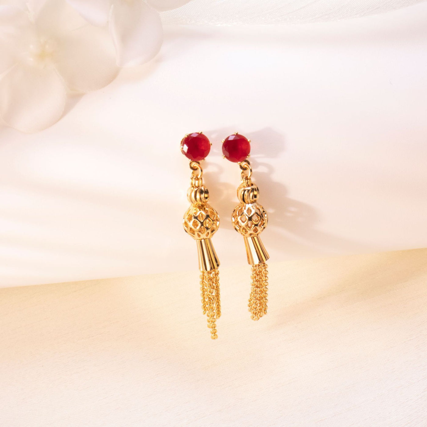 Gold-plated Diamond Tassel Eardrops Earrings