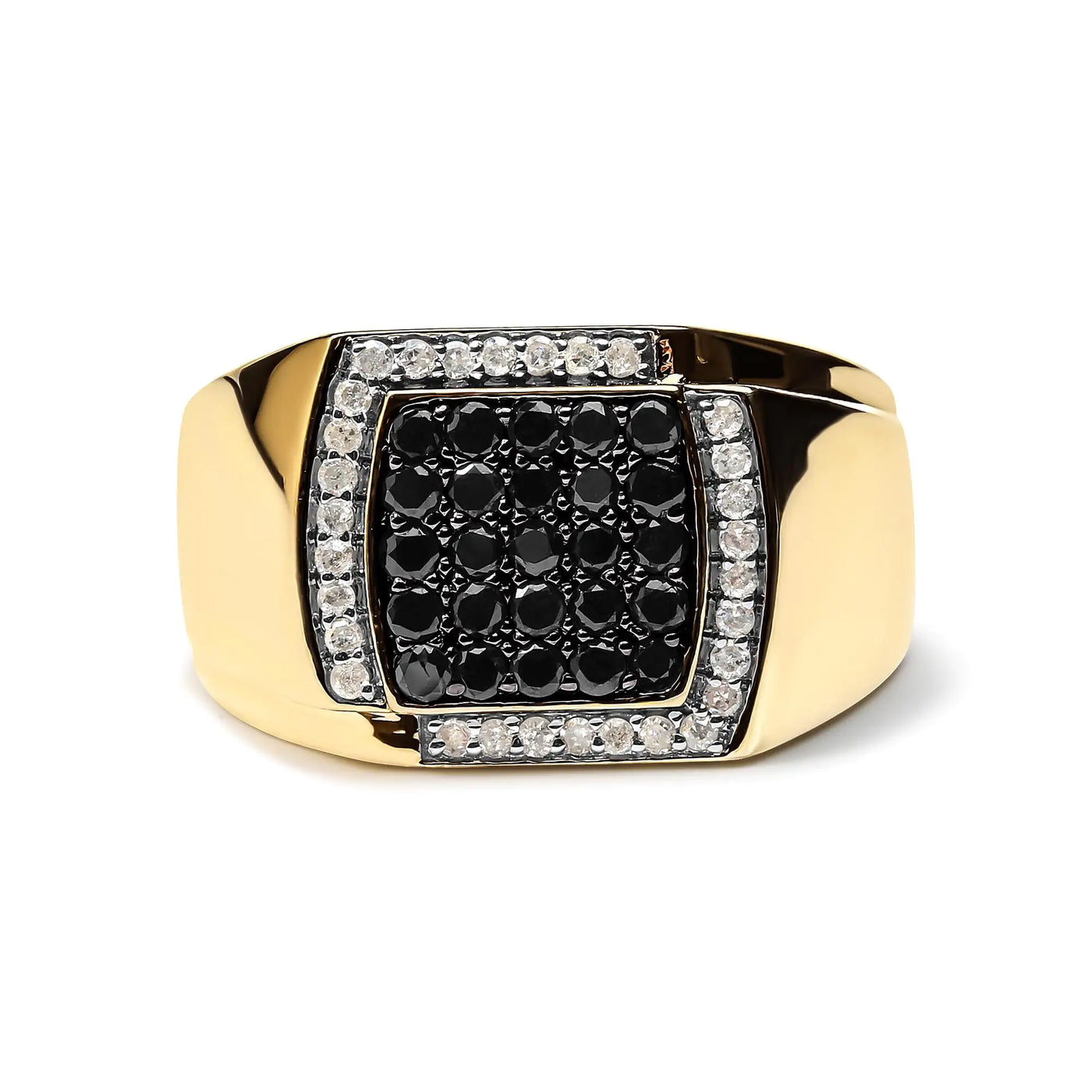 Men's 14K Yellow Gold Plated .925 Sterling Silver  Diamond  Ring