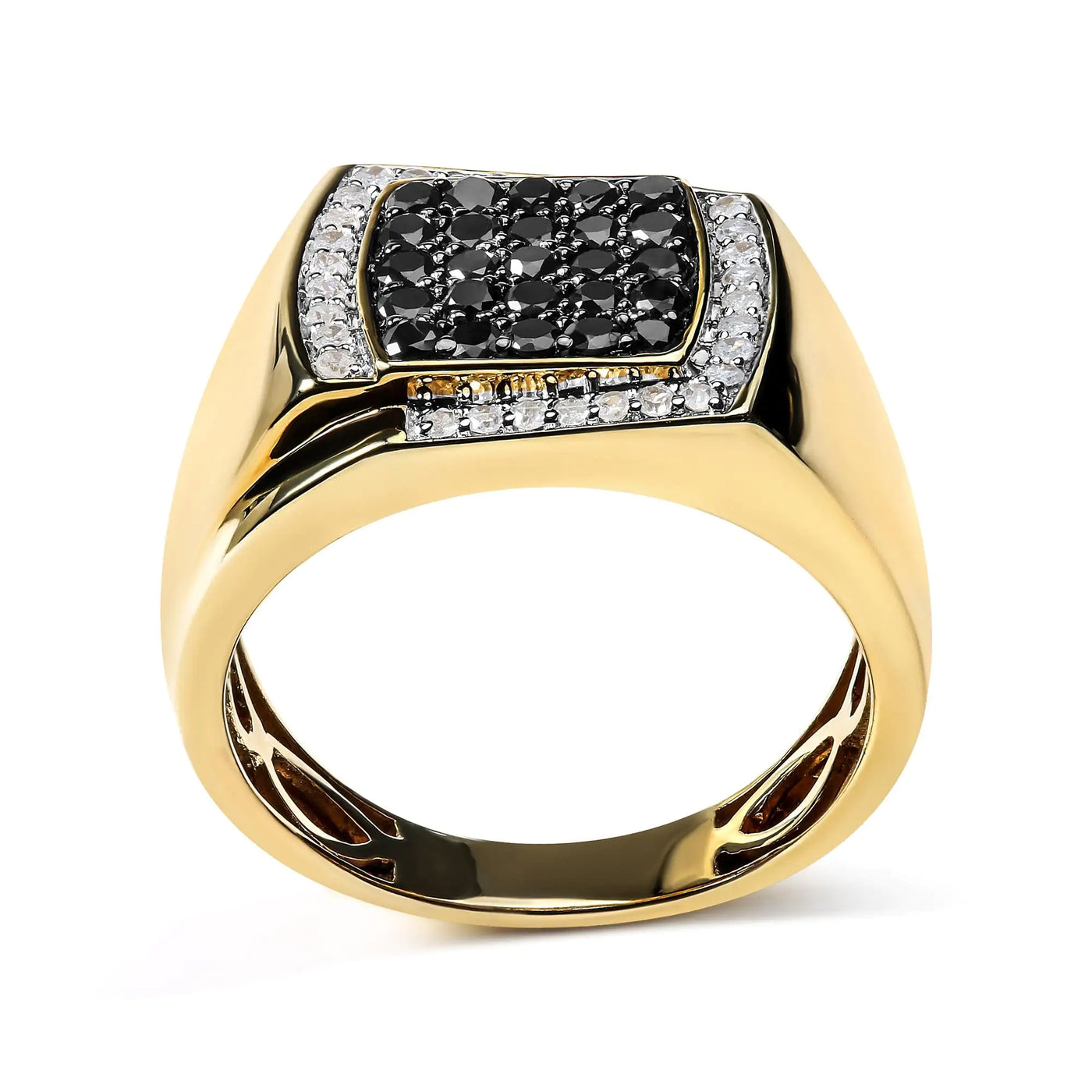 Men's 14K Yellow Gold Plated .925 Sterling Silver  Diamond  Ring