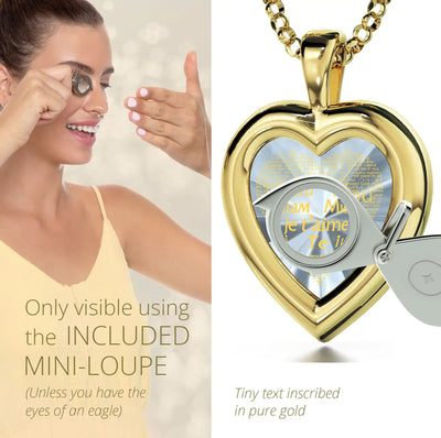 Gold Plated Silver Heart Jewelry Set Necklace and Crystal Earrings