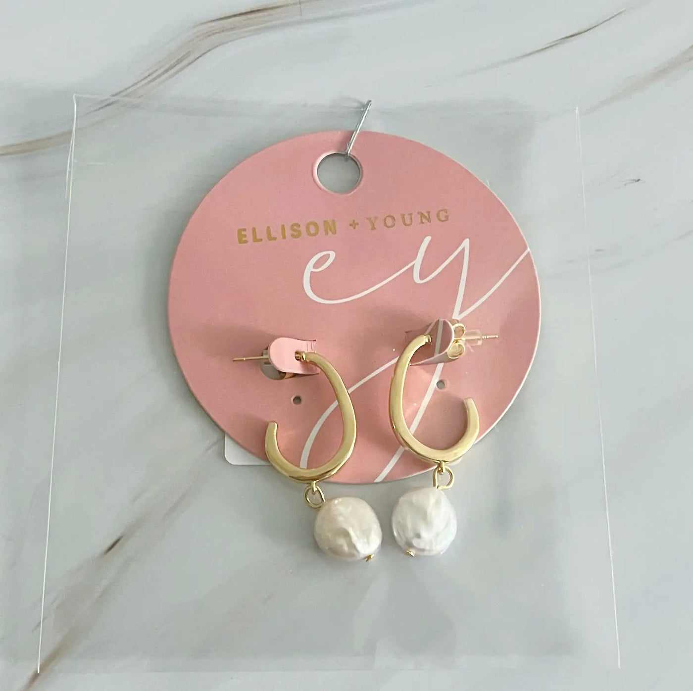 Dangle Pearl Gold Hoop Earrings