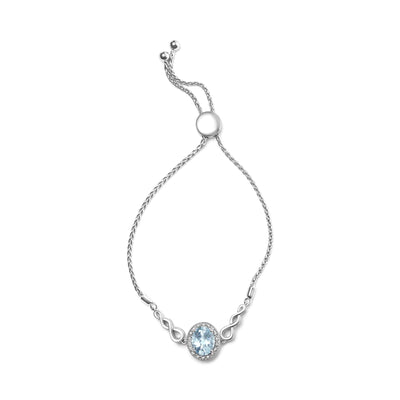 Blue Topaz and Diamond Adjustable Bracelet