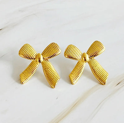 Cabled Bow Stud Earrings