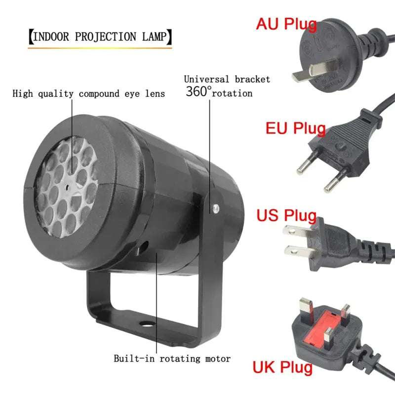 Snowflake LED Projector Light – Rotating Xmas Pattern for Outdoor Holiday Decor