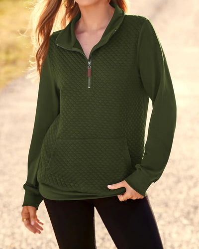 Women's Quilted Pattern Long Sleeve Pullover