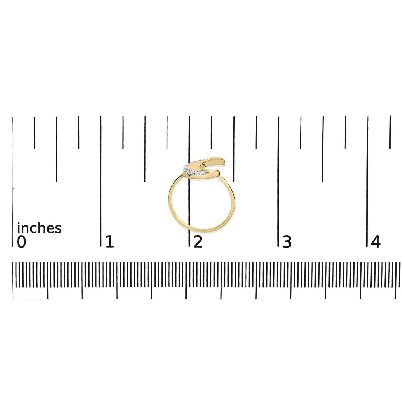 10K Yellow Gold 1/10 Cttw Diamond Crescent Moon Ring